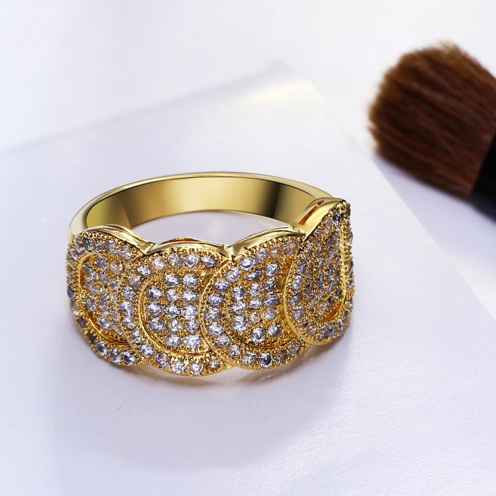 Изображение товара: Высококачественные кольца золотого цвета, кубический цирконий AAA, роскошные медные ювелирные изделия, ювелирные изделия, женские модные аксессуары