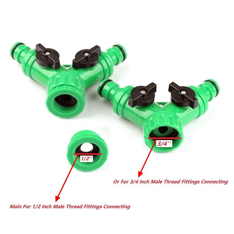 Изображение товара: Двусторонний разветвитель шаровой кран, Y-образные быстроразъемные соединители, 1 шт., 1/2 или 3/4 дюйма, соединитель для садового капельного оросительный кран