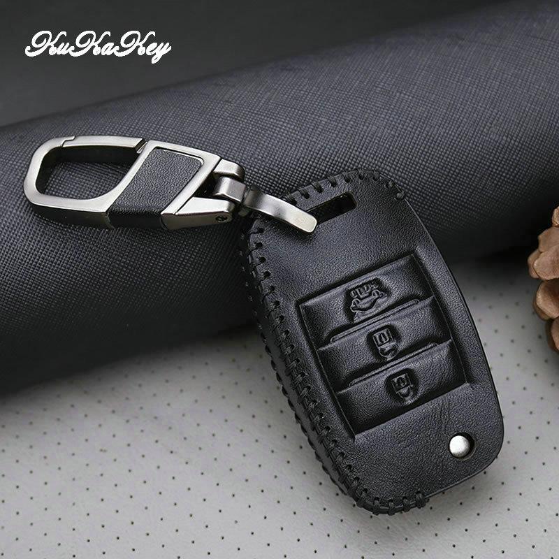 Изображение товара: Кожаный чехол для автомобильного ключа с держателем для ключей KIA Sid Rio QL Soul Sportage Ceed Sorento Carens Cerato K2 K3 K4 K5 Optima Rondo