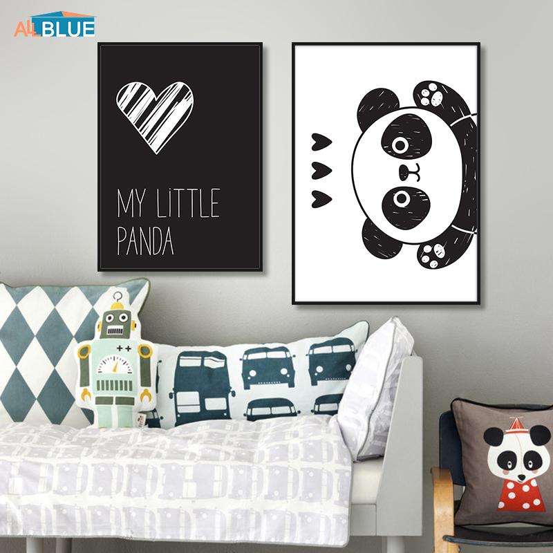 Изображение товара: Детская Настенная картина для детской комнаты, животное, панда, сердце, плакат и принты, детское украшение в скандинавском стиле, картина, декор для спальни