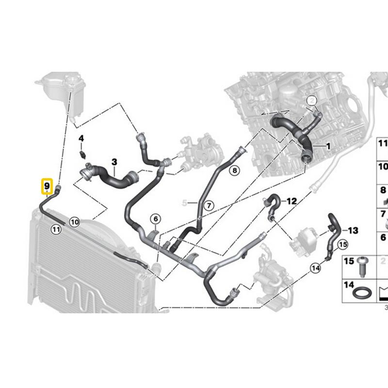 Изображение товара: Шланг радиатора, расширительный бак для радиатора для BMW E81 E87 E82 116i 118i 120i 17127565091