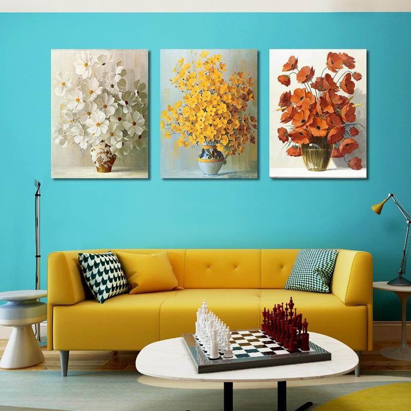 Изображение товара: Современный минималистичный цветочный постер в горшках красный оранжевый желтый цветочный принт Холст Картина домашний Декор стены искусства можно настроить