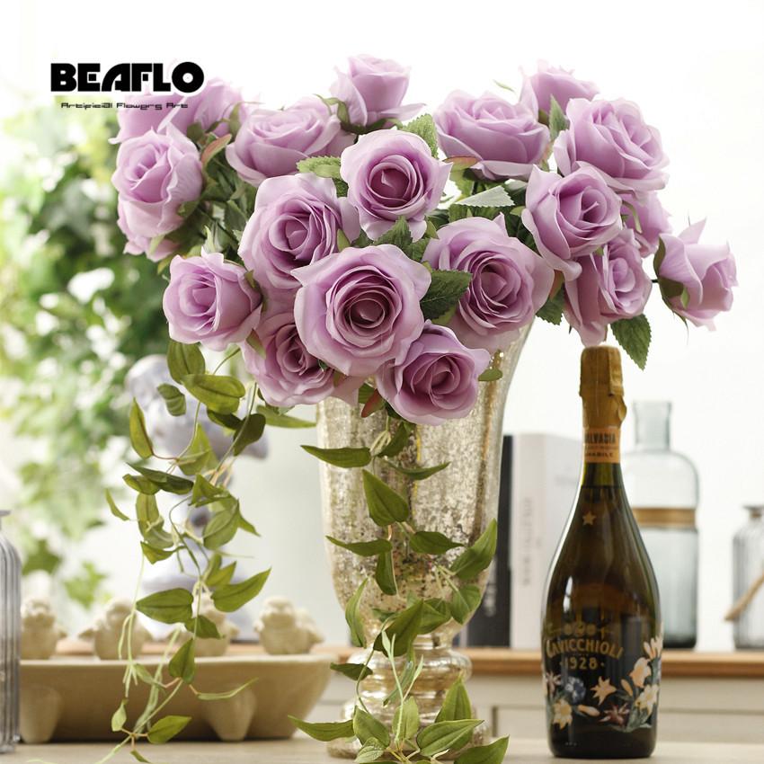 Изображение товара: 1 букет из 7 головок, французские романтичные искусственные розы, шелковые цветы для рукоделия, вечерние, свадебные, Декоративные искусственные цветы