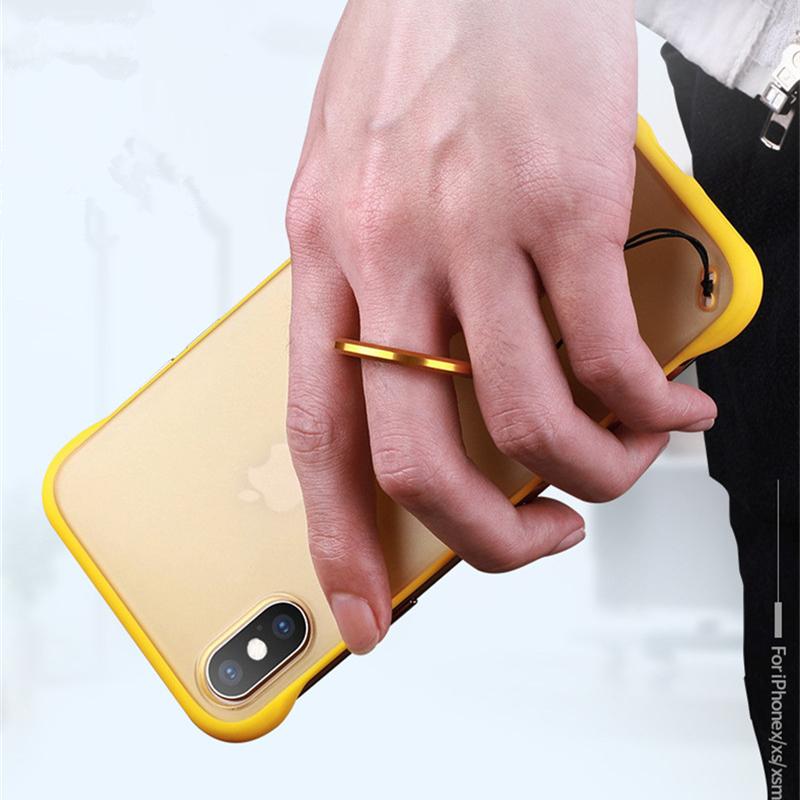 Изображение товара: Жесткий прозрачный матовый чехол для телефона из поликарбоната с кольцом на палец, без рамки, для Aplle IPhone 6, 6s Plus, 7, 8 Plus, X, XS, XR, XS Max