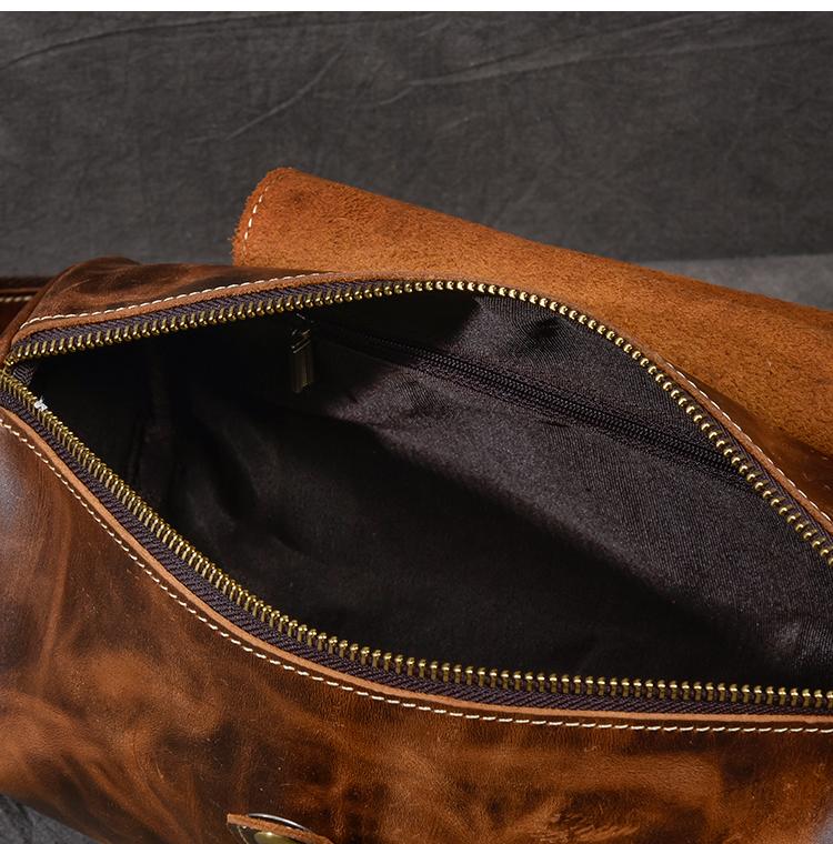 Изображение товара: Сумка кросс-боди мужская из натуральной кожи, маленькая сумочка-мессенджер в стиле ретро, чемоданчик на плечо из кожи Крейзи Хорс