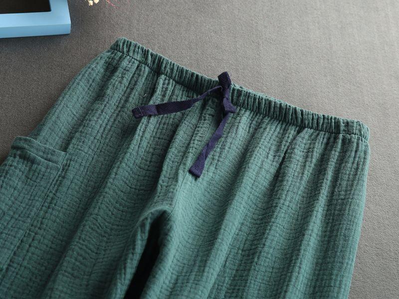 Изображение товара: New Autumn Women Cotton Crepe Sleep Pants Solid Pajama Pants Elastic Waist Sleep Bottoms Lounge Night Pants Sleeping Sleep Wear