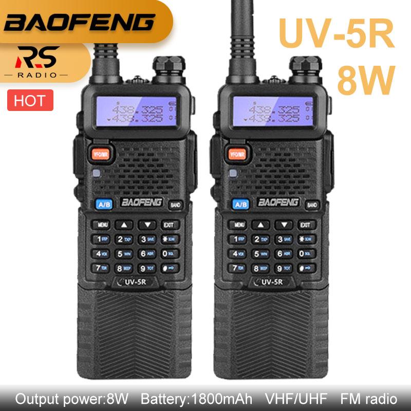 Изображение товара: Портативная рация BAOFENG UV-5R, 8 Вт, 3800 мА ч, двухдиапазонный передатчик, VHF, UHF, Любительская CB радиостанция, КВ трансивер, скремблер, сканер VOX