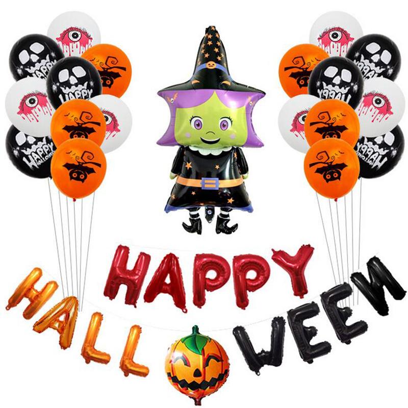 Изображение товара: Фольга на Хеллоуин, латекс, воздушный шар, набор, тыква, ведьма, призрак, дерево, сова, Хэллоуин, воздушные шары, баннер, ужас, вечеринка, украшение