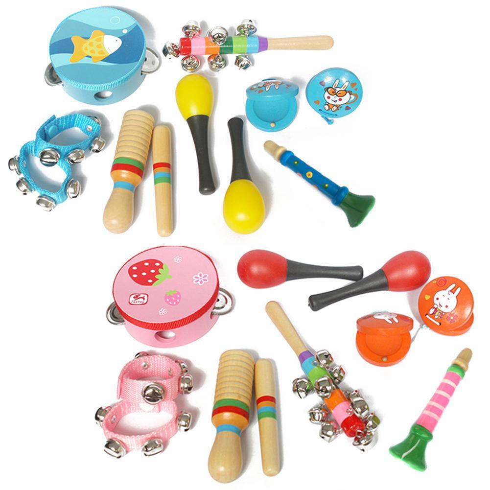 Изображение товара: Деревянные погремушки для детей младшего возраста, детский барабан, перкуссионный инструмент, набор обучающих игрушек, классический подарок ребенку на день рождения, 7 шт.