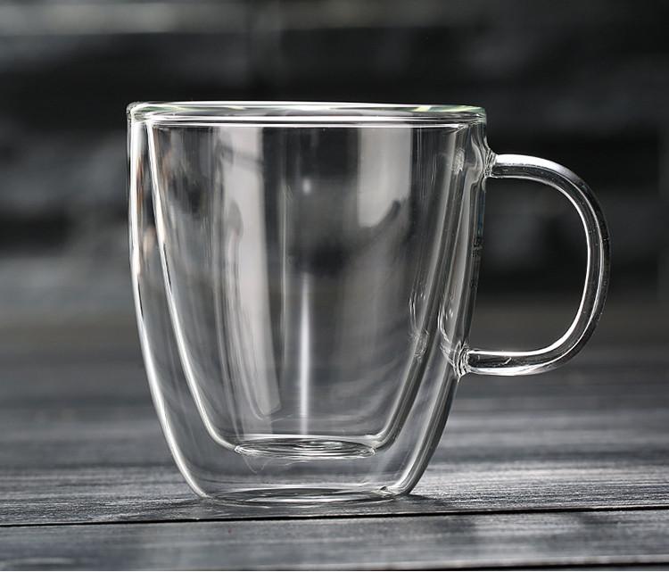 Изображение товара: Многоразмерная Бессвинцовая стеклянная чашка ручной работы с двойными стенками и ручкой, термостойкая чашка для напитков, изолированная прозрачная стеклянная кружки для чая кофе