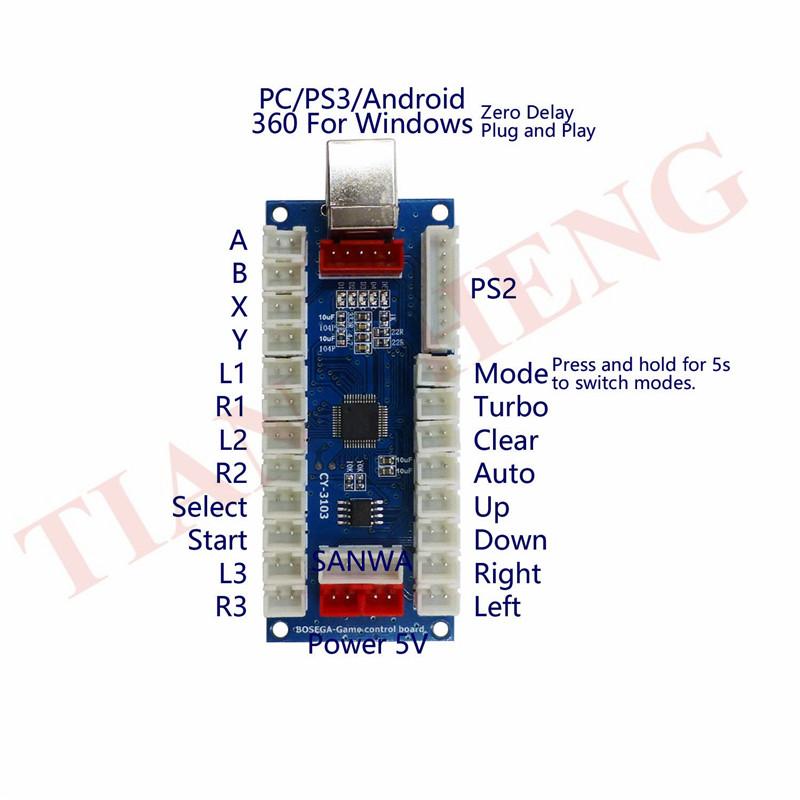 Изображение товара: 4 в 1 PS2/PS3/PC/ XBOX360 Аркада pcb джойстик USB аркадный джойстик USB кодировщик borad к ПК Джойстик Sanwa для аркадных игр для аркадного комплекта