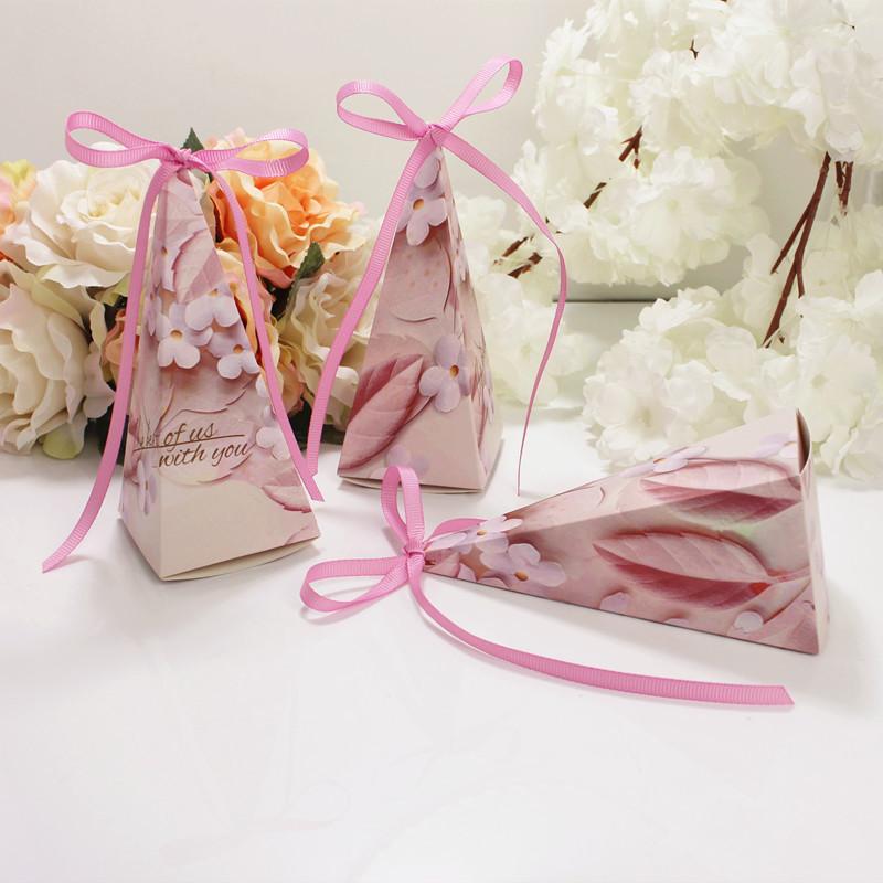 Изображение товара: 25 шт. Европейский Розовый градиентный мрамор голубое небо бумага Пирамида коробка конфет Сувениры Сумки Свадебная вечеринка ребенок день рождения шоу подарочные коробки