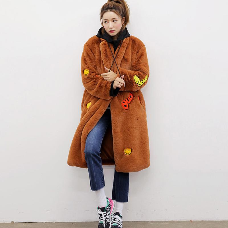 Изображение товара: Длинное пальто Savabien из искусственного кроличьего меха, Повседневная теплая женская зимняя куртка, пушистая Толстая куртка из искусственного меха, пальто, праздничная уличная одежда