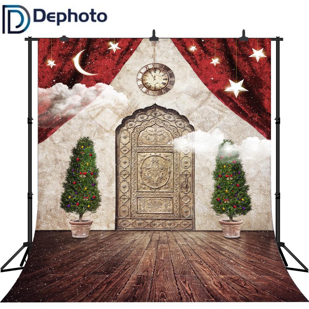 Изображение товара: Фон для рождественской фотосъемки с изображением сказочной страны чудес двери Луны звезд дерева Детские вечерние фоны для фотосъемки на день рождения