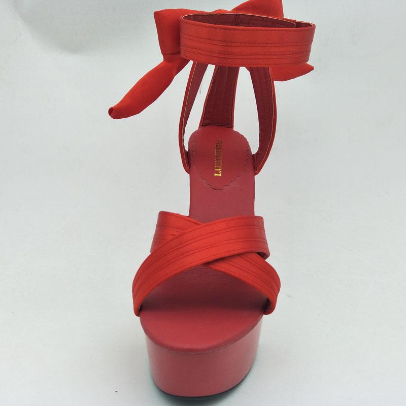 Изображение товара: LAIJIANJINXIA/новые женские летние сандалии; Пикантные туфли на тонких каблуках высотой 15 см; Туфли на высоком каблуке с принтом «Ремешок на щиколотке обувь для ночного клуба, танцев; Женские босоножки H-037