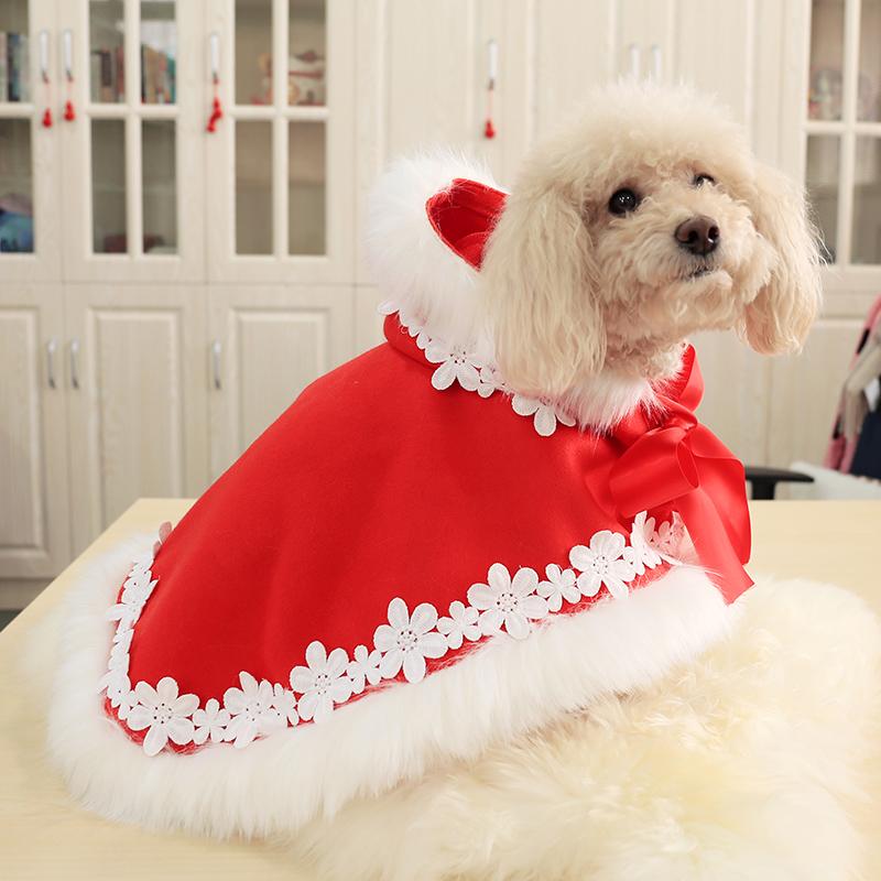 Изображение товара: Одежда для домашних животных Рождественская теплая накидка для собаки Тедди бульдог маленькая собака праздничный костюм для питомца Новогодний подарок