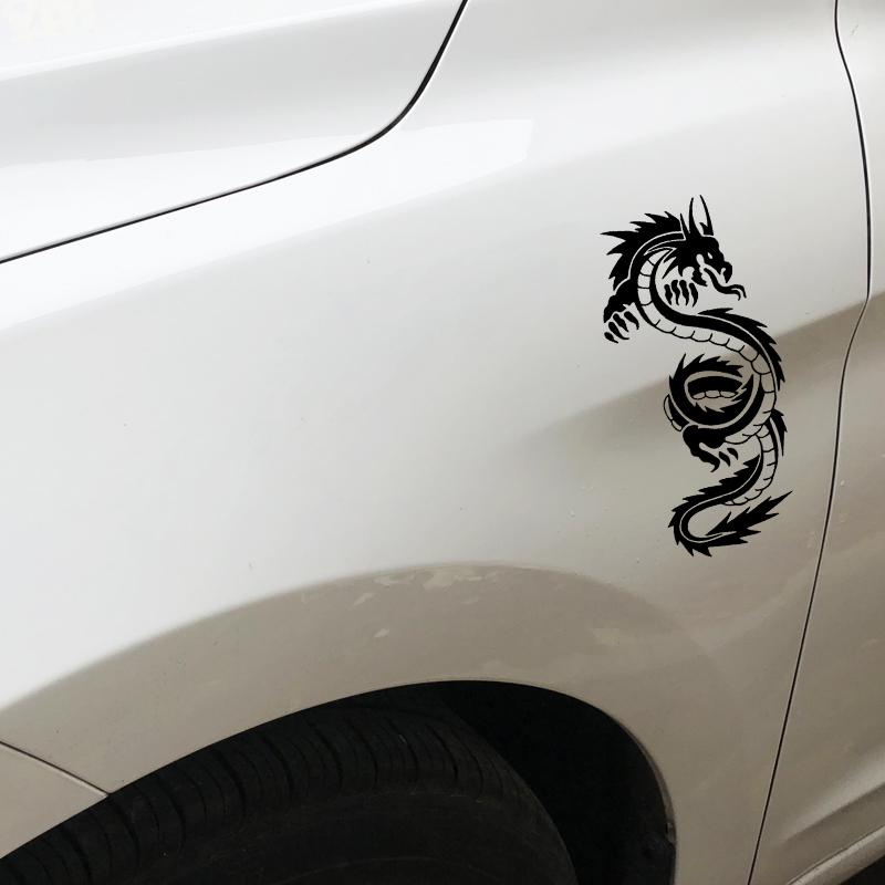 Изображение товара: YJZT 8,2 см * 17,6 см Мифические животные декор в виде дракона креативная виниловая наклейка на багажник автомобиля черный/серебристый C4-2133