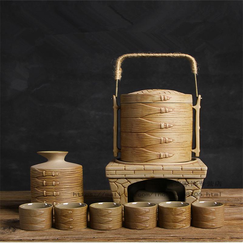 Изображение товара: Набор Винных Бокалов в китайском стиле, домашний теплый термостойкий кувшин для вина желтого вина в античном стиле, керамическая имитация