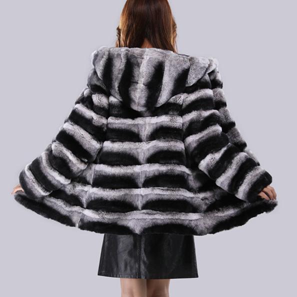 Изображение товара: Женская зимняя куртка с капюшоном из натурального меха кролика рекс