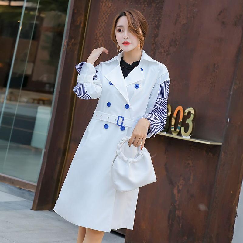 Изображение товара: Ветровка женская средней длины, Новинка весна-осень 2020, модное женское пальто-обманка в Корейском стиле, большого размера