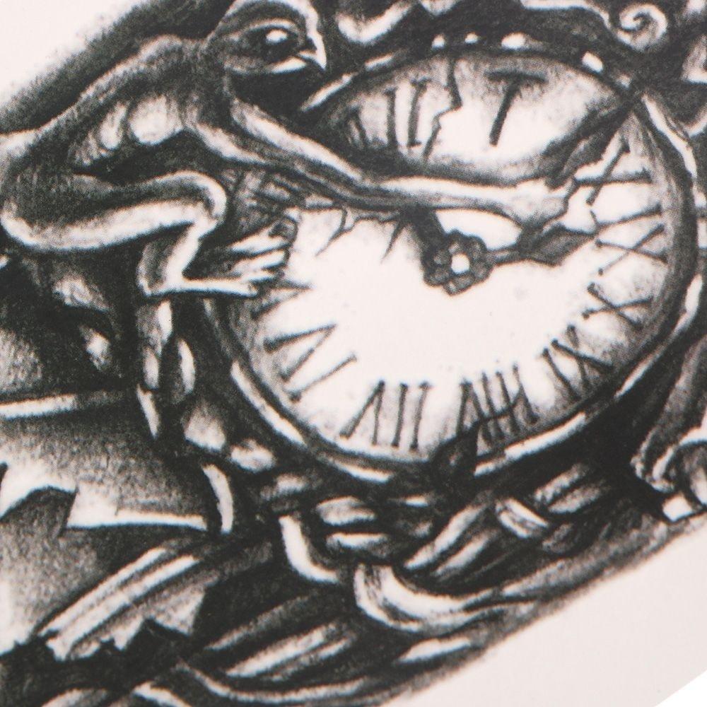 Изображение товара: Черные 3D сексуальные поддельные татуировки, нагрудные часы, татуировки для мужчин, временные Большие механические татуировки на руку, наклейки для женщин и мужчин