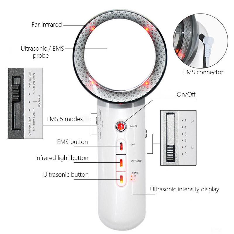 Изображение товара: Ультразвуковая кавитация EMS, массажер для похудения, Липо, Антицеллюлитный сжигатель жира, гальваническая инфракрасная ультразвуковая терапия