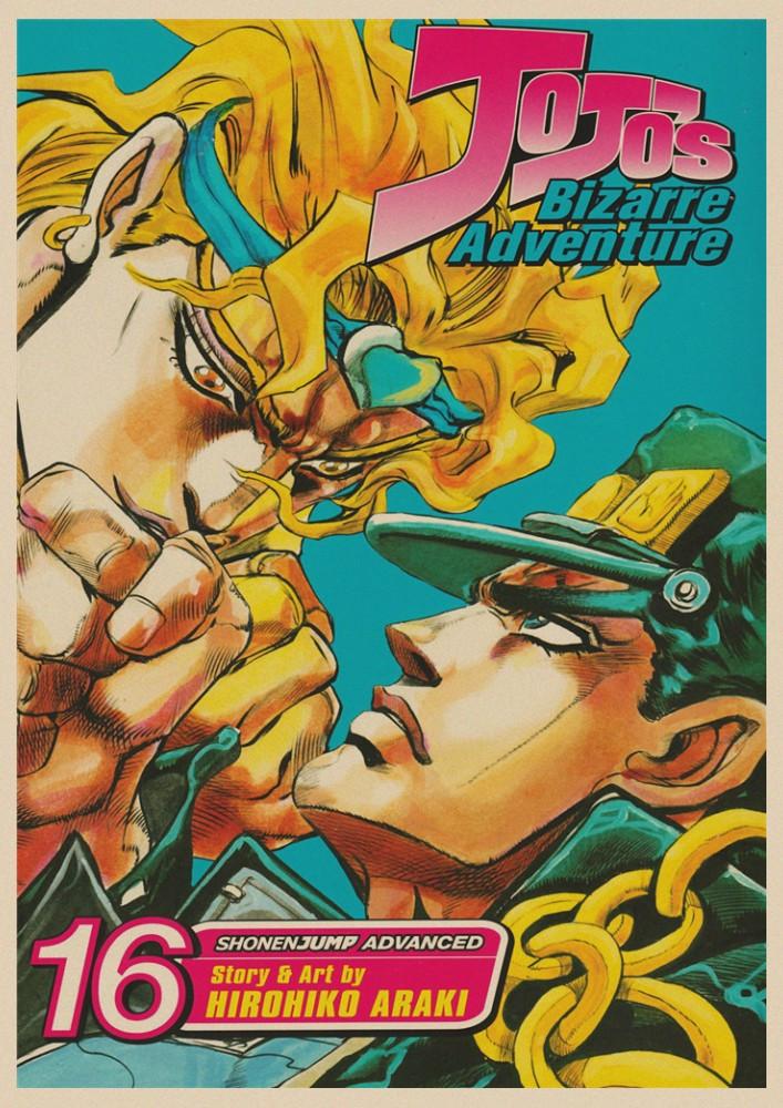 Изображение товара: Картины JoJo s Bizarre Adventure Action постер японское аниме детские, классические настенные картины из крафт-бумаги для гостиной, домашнего декора