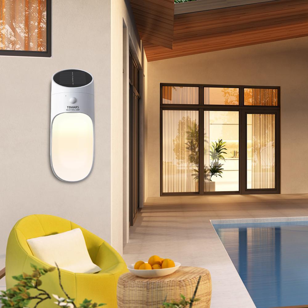 Изображение товара: Уличный светодиодный настенный светильник LukLoy на солнечной батарее, водонепроницаемый настенный светильник для кухни, ванной, двора, сада, коридора, светодиодное бра