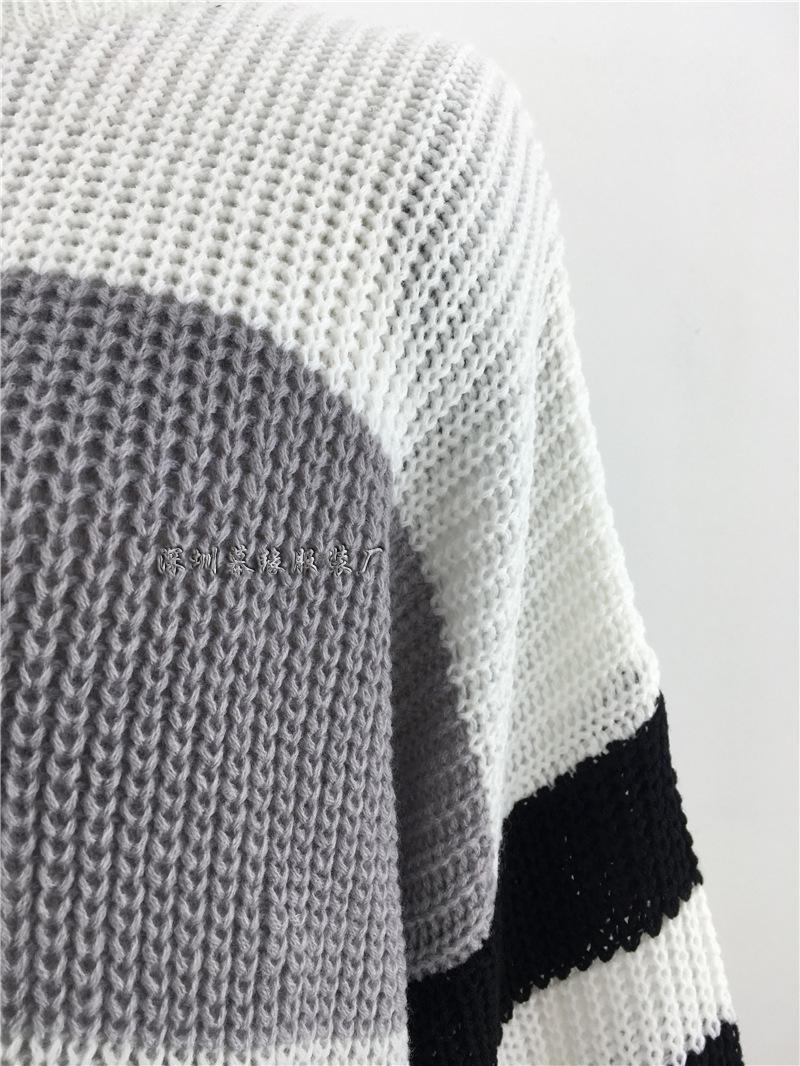 Изображение товара: Женский свитер, новинка сезона осень-зима 2021, женский полосатый свитер с прострочкой, пуловер, яркий свободный свитер