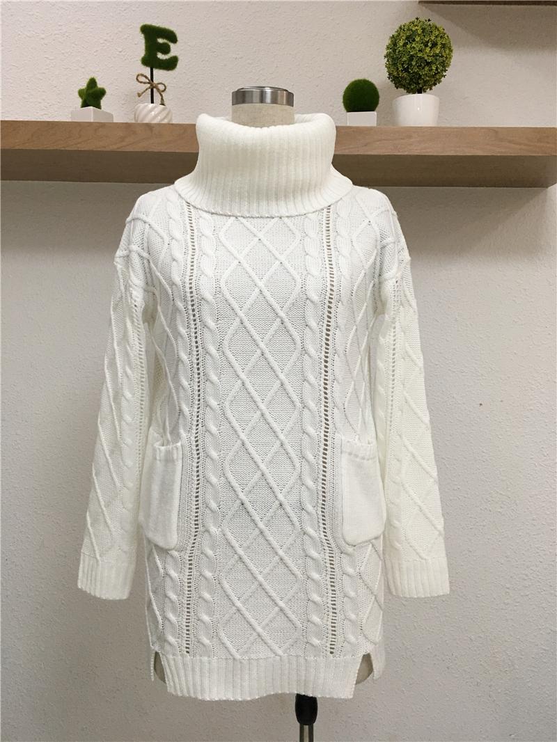 Изображение товара: Женский свитер, зимний однотонный Свободный теплый пуловер с высоким воротником, свитер, новинка 2021, модный длинный Повседневный пуловер