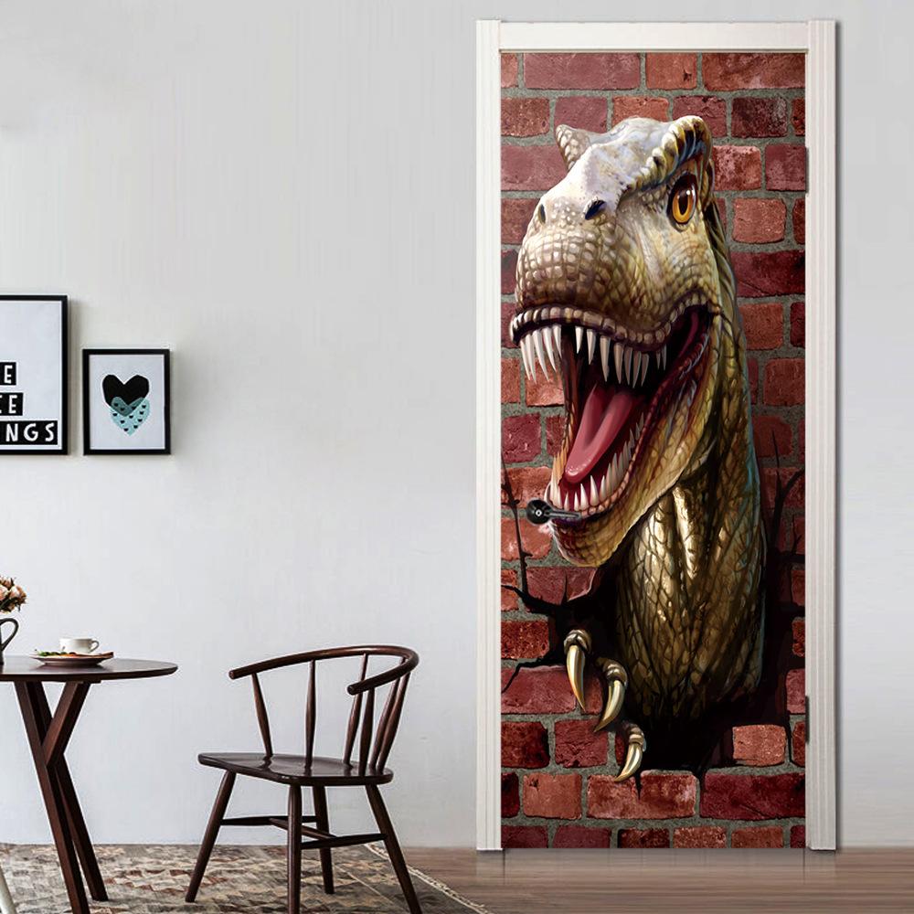 Изображение товара: Обои с динозаврами гостиная спальня домашний Декор наклейки на двери и стены ПВХ самоклеющиеся наклейки