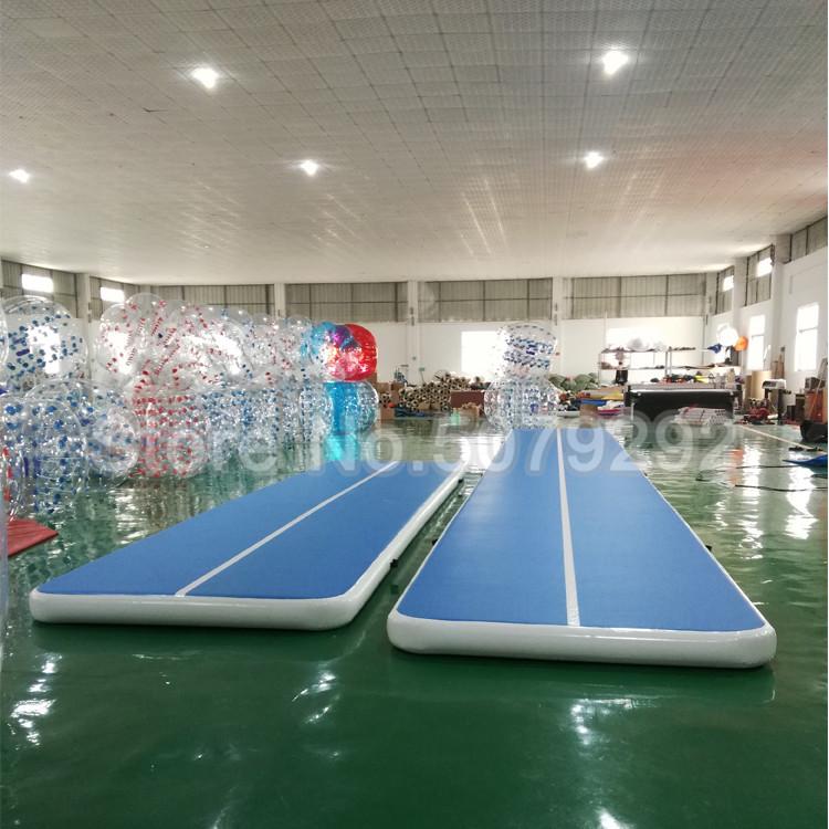 Изображение товара: Синяя поверхность надувной гимнастический коврик большой размер 10/11/12 м * 2 м надувной резиновый коврик для занятия тхэквондо воздуха DWF пол/воздушный коврик для тренировок