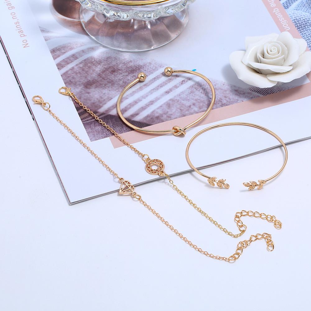 Изображение товара: HOCOLE модные золотые металлические браслеты для женщин богемный многослойный лист узел звеньев цепи браслет Открытый браслеты женские ювелирные изделия