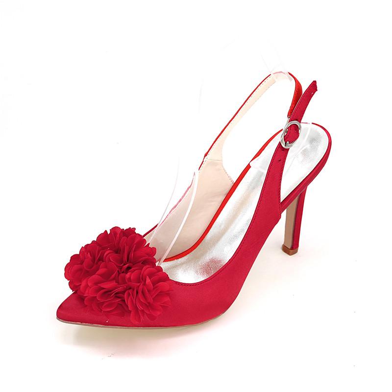 Изображение товара: OnnPnnQ/свадебные атласные туфли на высоком каблуке с цветочным узором для невесты; туфли-лодочки с острым носком на каблуке с пряжкой на ремешке для выпускного вечера; женские вечерние туфли-лодочки