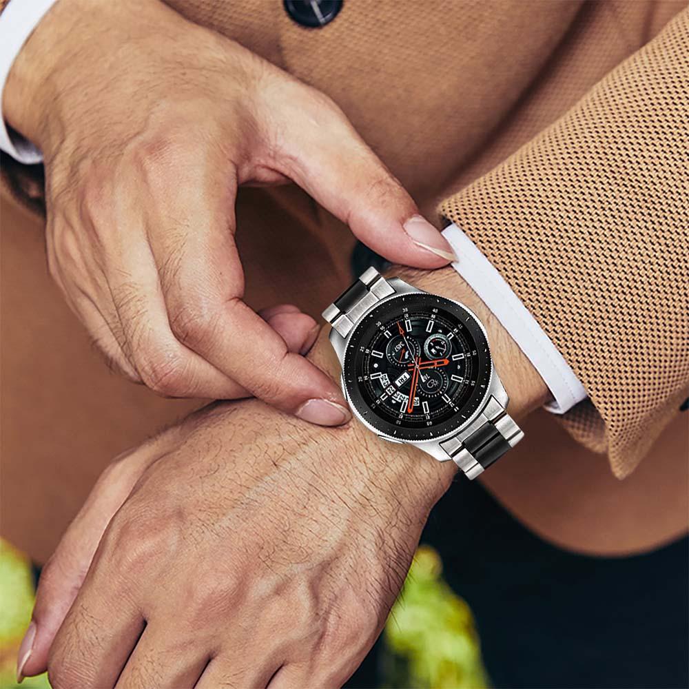 Изображение товара: Ремешок быстросъемный из нержавеющей стали для наручных часов, браслет без зазора для Samsung Galaxy Watch 46 мм Gear S3 Band, серебристый, черный