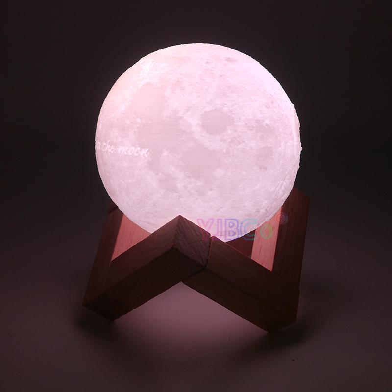 Изображение товара: Светильник-Луна, светящаяся лампа с подставкой и пультом дистанционного управления, Луна, ночник для дома, спальни, декор для детей, 16 видов цветов