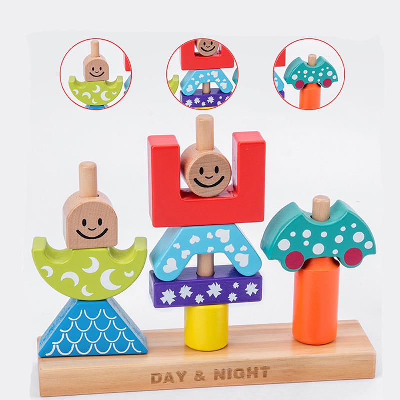 Изображение товара: Креативные Обучающие деревянные игрушки дневной и ночной колонны строительный конструктор для раннего обучения детей игрушки для малышей подарок на день рождения и Рождество