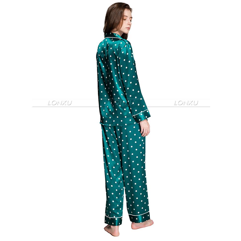 Изображение товара: Женская шелковая атласная пижама, пижама с длинным рукавом, комплект из двух предметов 3XL размера плюс
