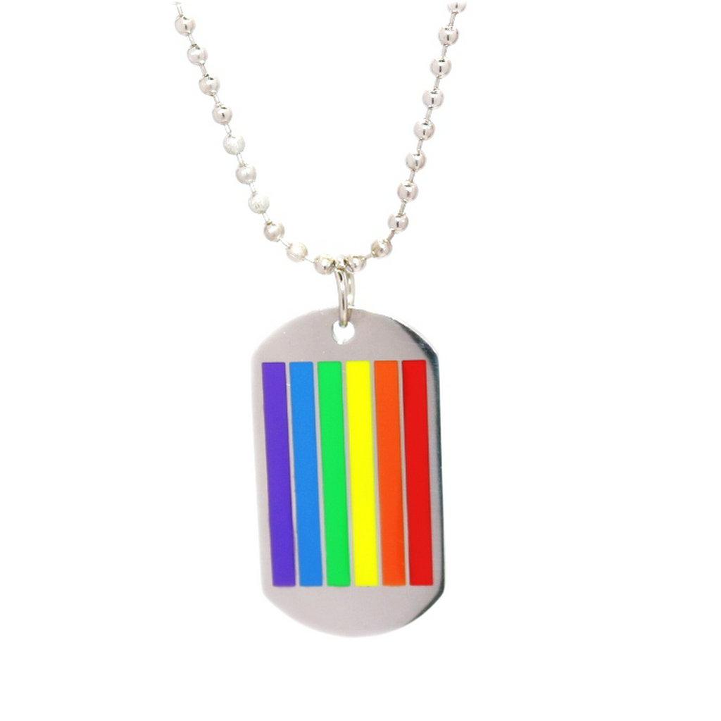 Изображение товара: Модное овальное ожерелье из нержавеющей стали с логотипом геев, модное ювелирное изделие, Радужный дизайн, 50 см, длинная цепочка