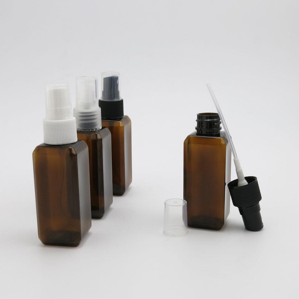 Изображение товара: Флакон с распылителем янтарные духи, 10x50 мл, коричневая квадратная пластиковая бутылка 50 куб. См с распылителем
