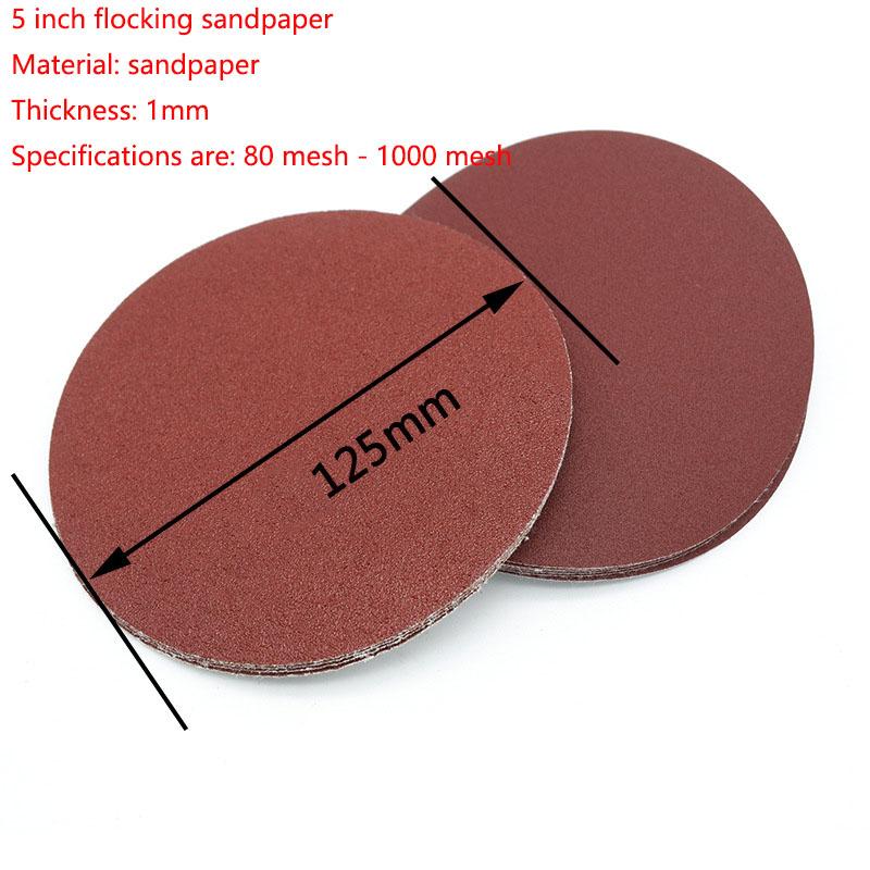 Изображение товара: 10 шт. 125 мм наждачная бумага красный круглый флокирующий полировальный диск с зерном 80-1000 шлифовальный металлоискатель плотник