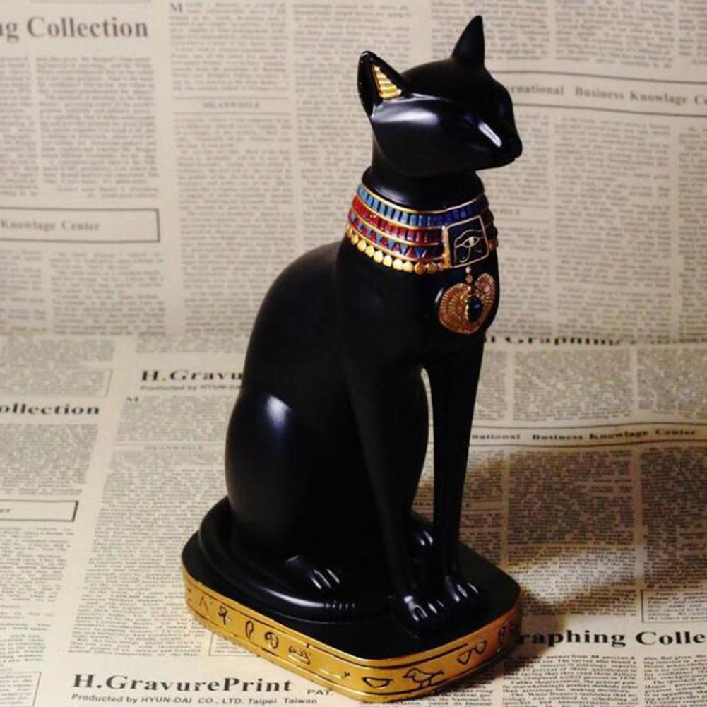 Изображение товара: 3 размера, фигурка египетского кота, Луны, богини, Бастет, воплощение, Бог, египетский кот, Бог, фигурка фэн-шуй из смолы, для дома, офиса, настольное ремесло