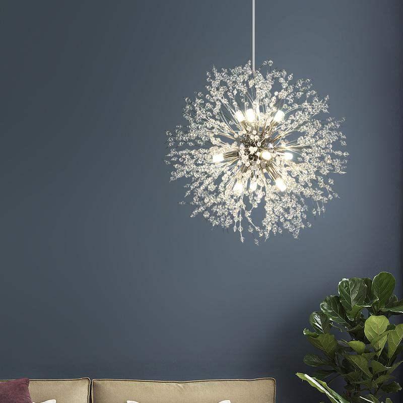 Изображение товара: Светодиодная Подвесная лампа LukLoy с одуванчиками, Современная креативная Люстра для гостиной, хрустальная лампа освещение в виде одуванчиков, светильник для выставочного зала