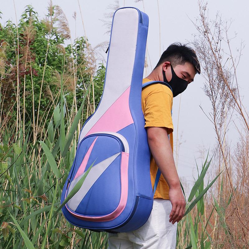 Изображение товара: 2019 цветов, прошитая сумка для народной гитары, чехол для переноски, противоударный плотный рюкзак для Народной акустической гитары, сумки, рюкзаки с двумя плечевыми ремнями