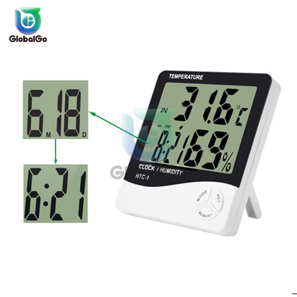 Изображение товара: Комнатный ЖК-электронный измеритель температуры и влажности Цифровой термометр гигрометр Метеостанция Будильник HTC-1