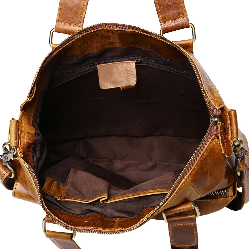 Изображение товара: Большая деловая дорожная сумка, мужская коричневая дизайнерская Наплечная Сумка для ноутбука, для офиса, сумки-почтальонки из натуральной кожи