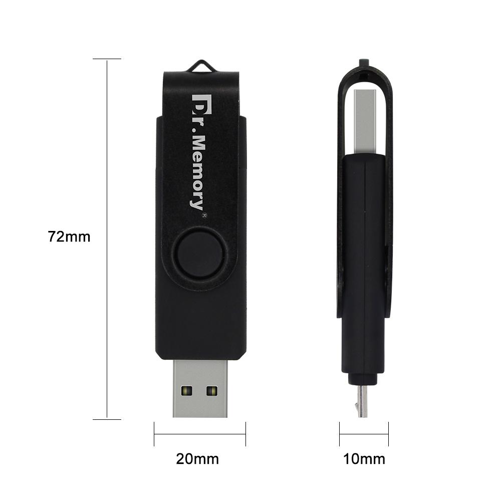 Изображение товара: Dr. Память OTG USB флеш-накопитель металлический флэш-накопитель USB флешки 8 Гб оперативной памяти, 16 Гб встроенной памяти, 32 Гб 64 Гб флэш-накопитель для Android, смарт-телефонов и планшетных ПК
