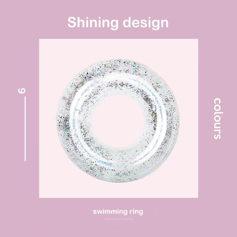 Изображение товара: Надувное Кристальное прозрачное кольцо для плавания, блестящее кольцо для бассейна для взрослых и детей, вечерние плавающие игрушки, спасательный круг с блестками, высокое качество