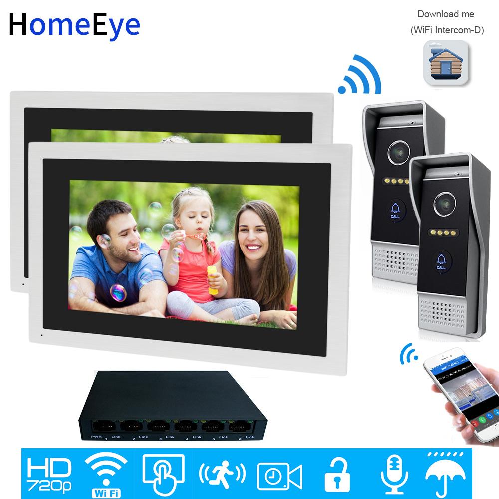 Изображение товара: Видеодомофон 720P HD Wi-Fi IP, видеодомофон, 10-дюймовый сенсорный экран, 2 двери, домашняя система контроля доступа, мобильное приложение, Удаленная разблокировка