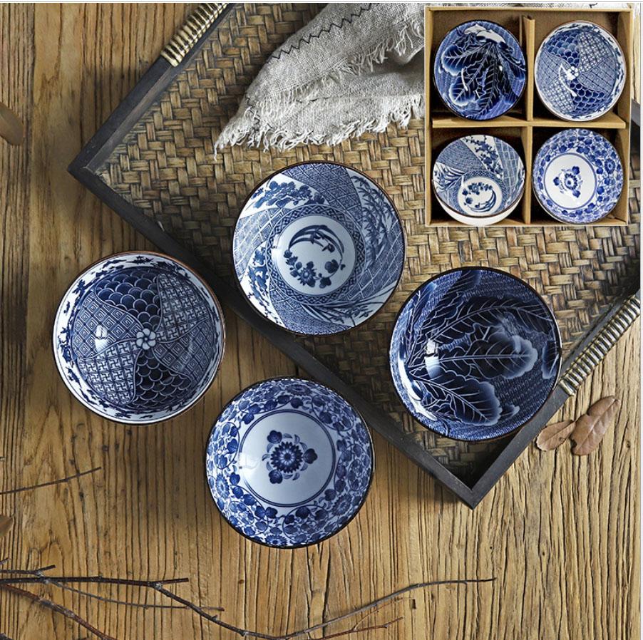 Изображение товара: 6 шт. синий и белый фарфор миска для рисового супа китайский Стиль Керамика чаша миска для смешивания миска чаша для риса китайский ramen чаша